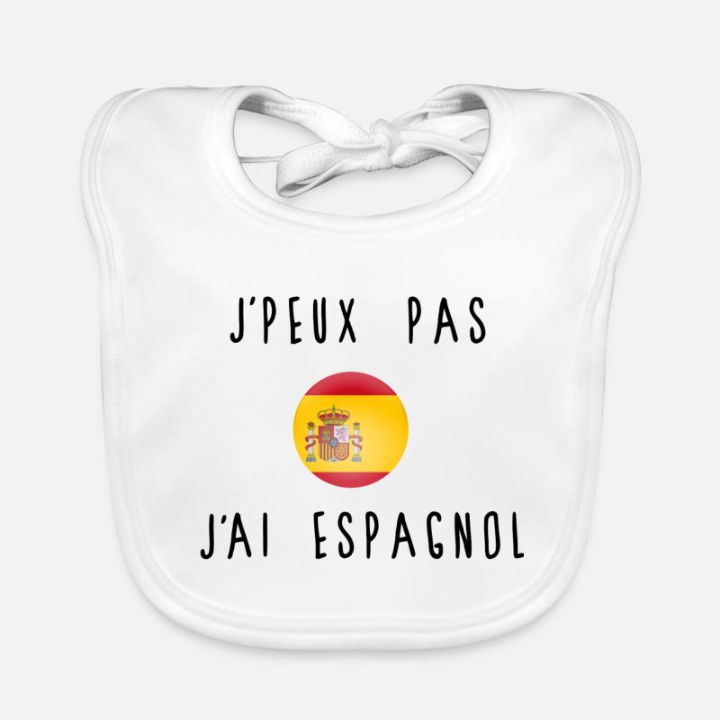 J'peux Pas J'ai Espagnol Drapeau Bavoir bio Bébé