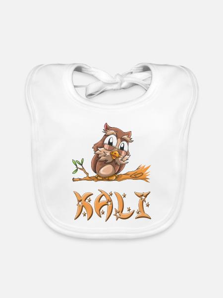 Eule Kali - Baby Bio-Lätzchen - Weiß - Vorne