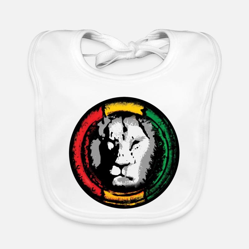 Lion du reggae dans le style rasta - Bavoir bio Bébé - blanc