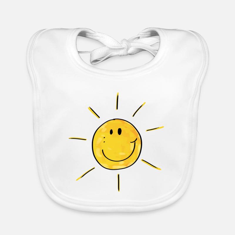 Peu de soleil - Sun - été - vacances - Bavoir bio Bébé - blanc