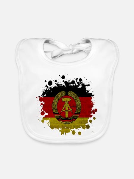 GDR Fleck Klecks / Gift Flag East Germany - Organic Baby Bibs - white - Front