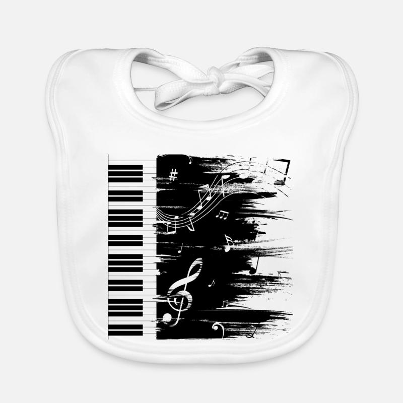 Klavier Musik black & white Geschenk Baby Bio-Lätzchen