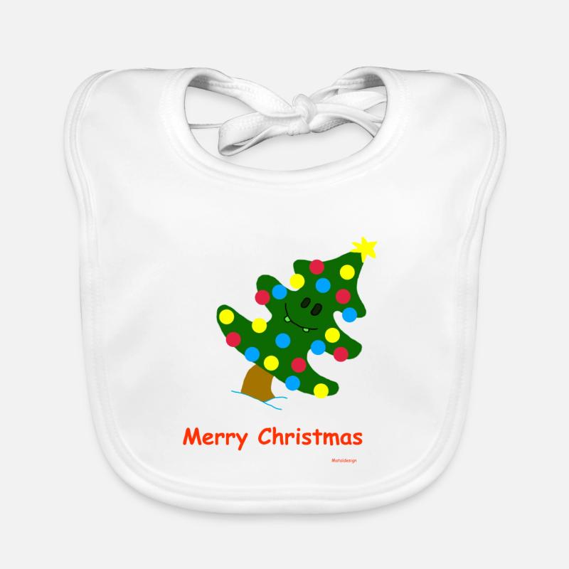 Arbre de Noël / Arbre de Noël - Bavoir bio Bébé - blanc
