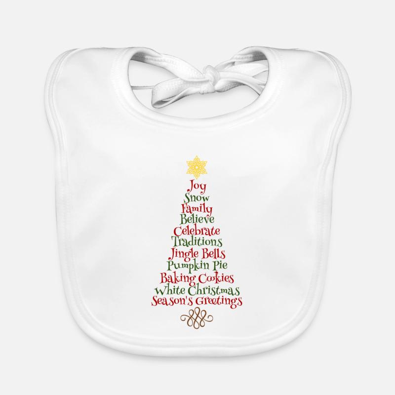 Christmas tree words English gift star Xmas Organic Baby Bibs