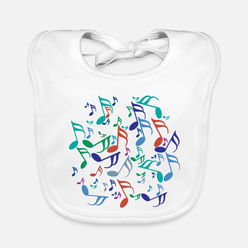 Notes de musique colorées - Bavoir bio Bébé - blanc