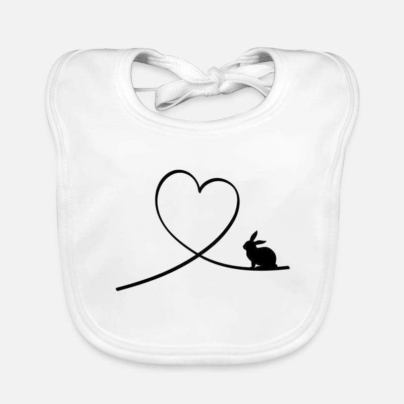 Minimalistischer Hase mit Herz - Süßes Design Baby Bio-Lätzchen