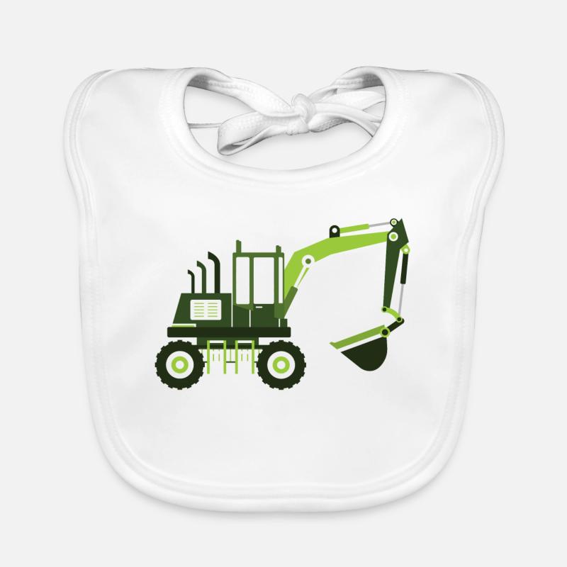Excavator construction site crane construction trailer daycare excavator driver Organic Baby Bibs