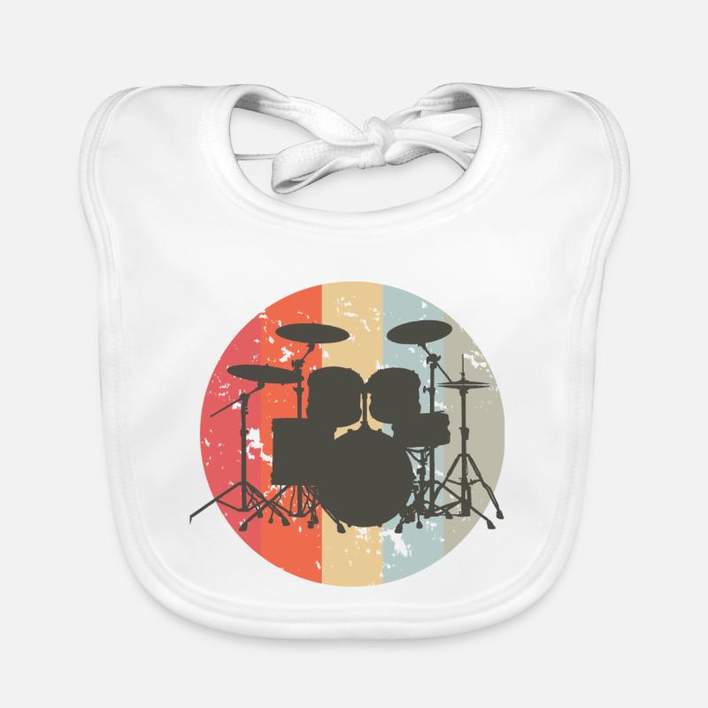 Drums, Drum, Music, Retro, Drumms, Band Organic Baby Bibs