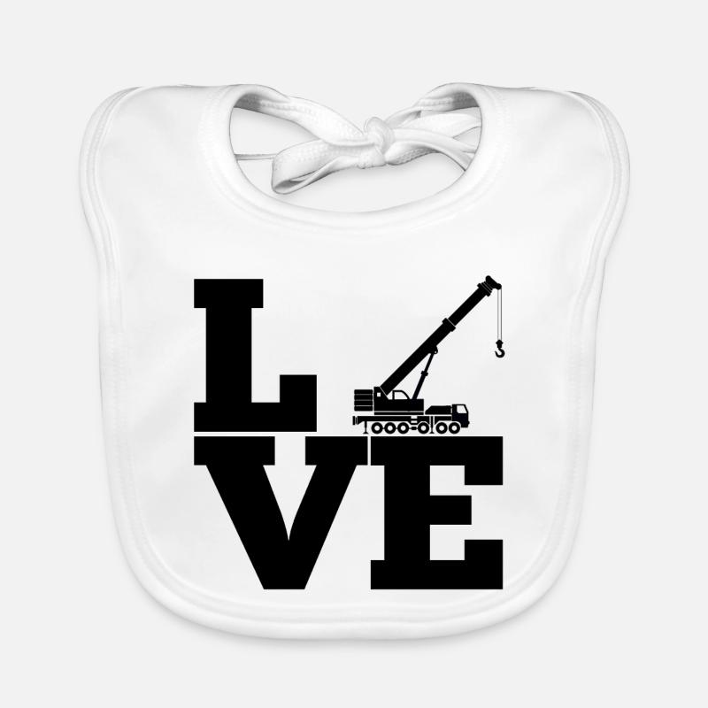 Crane Construction Crane Construction Machine Vehicle Work Gift Organic Baby Bibs