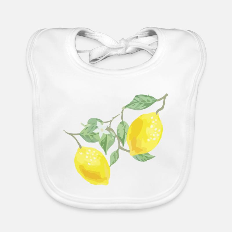 Lemons - Organic Baby Bibs - white