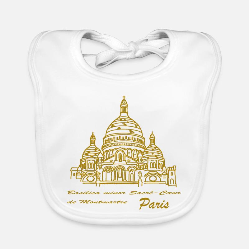 Horizon du Sacré-Cœur de Paris, dessin à la main Bavoir bio Bébé