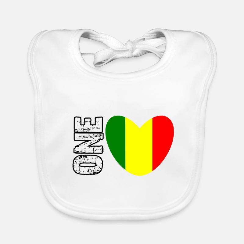 Cœur du drapeau du Mali avec un texte DISPARU - Bavoir bio Bébé - blanc