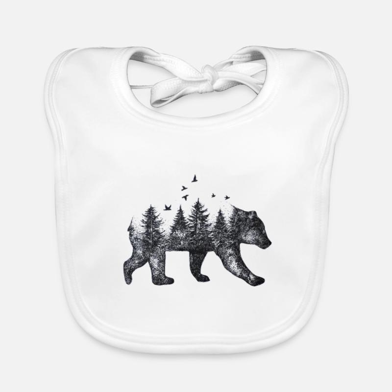 Ours - Bavoir bio Bébé - blanc