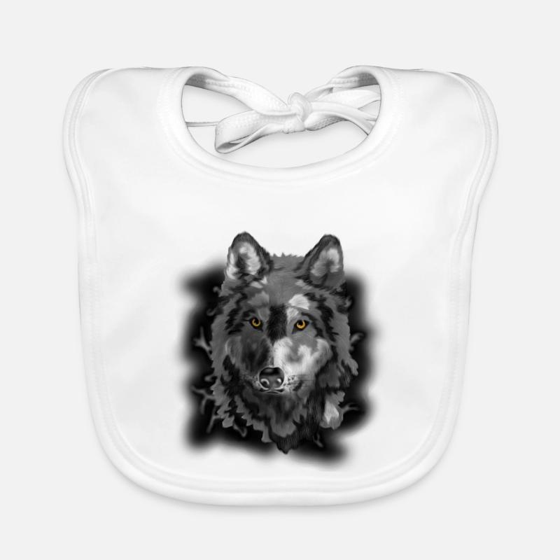 Loup - Bavoir bio Bébé - blanc