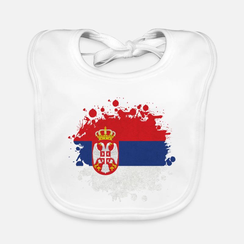 Serbie Klecks / Cadeau De Belgrade Balkans drapeau Bavoir bio Bébé