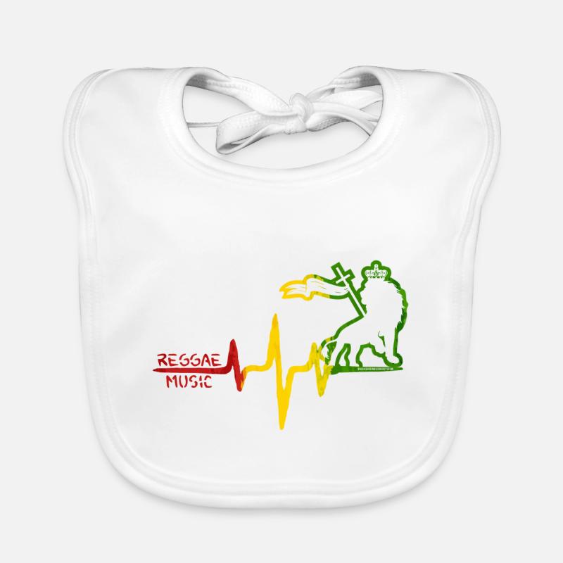 Icône du rythme du reggae Lion - Bavoir bio Bébé - blanc