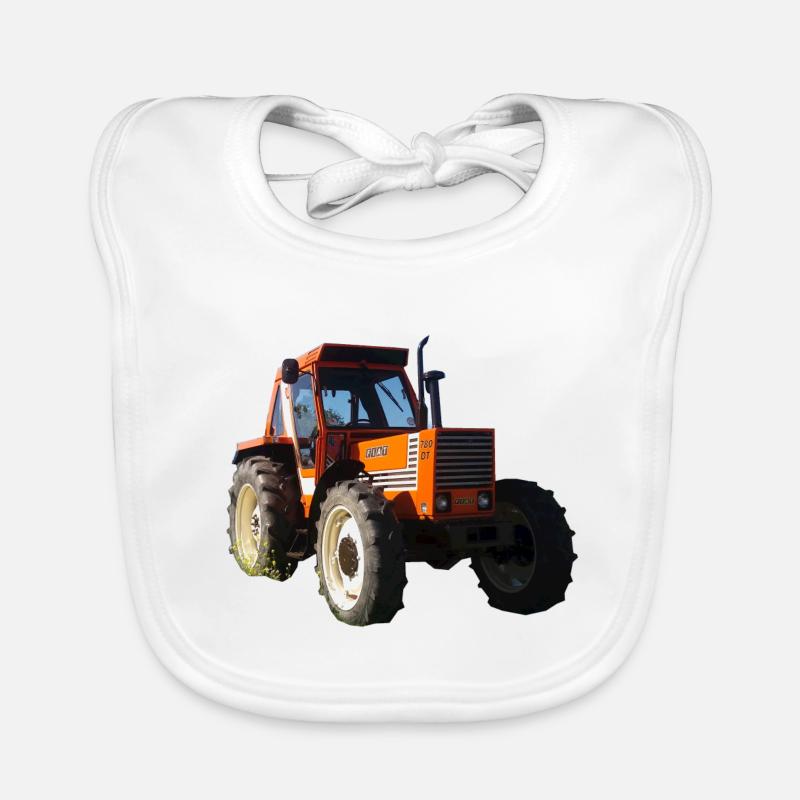 Orange 780 DT Tractor Organic Baby Bibs
