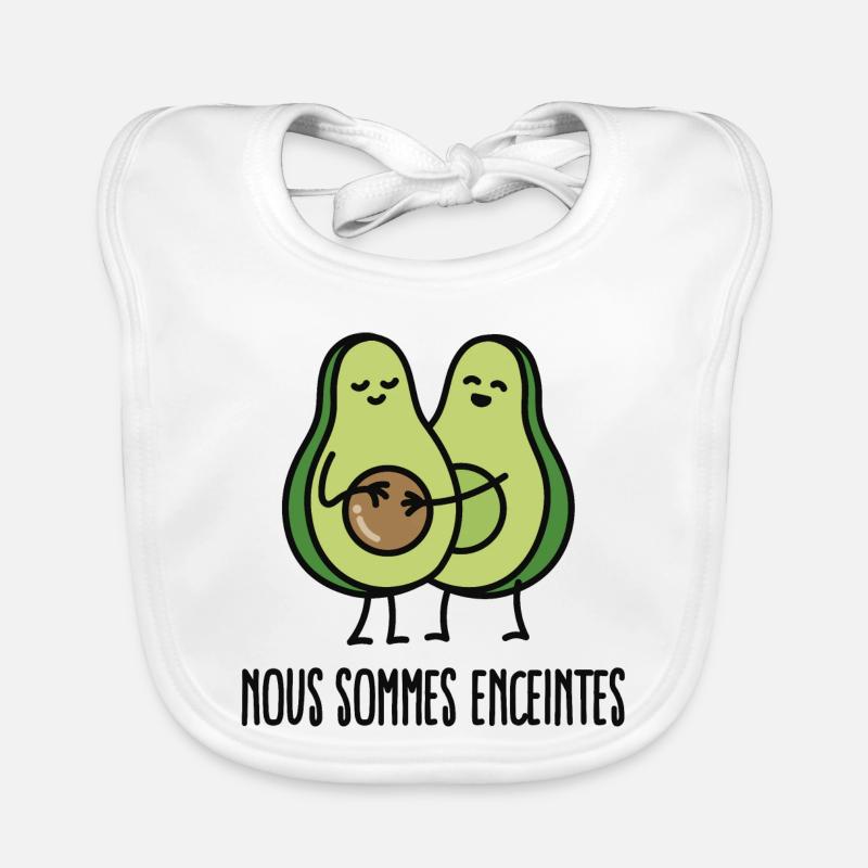 Nous sommes enceintes (avocat) - Bavoir bio Bébé - blanc