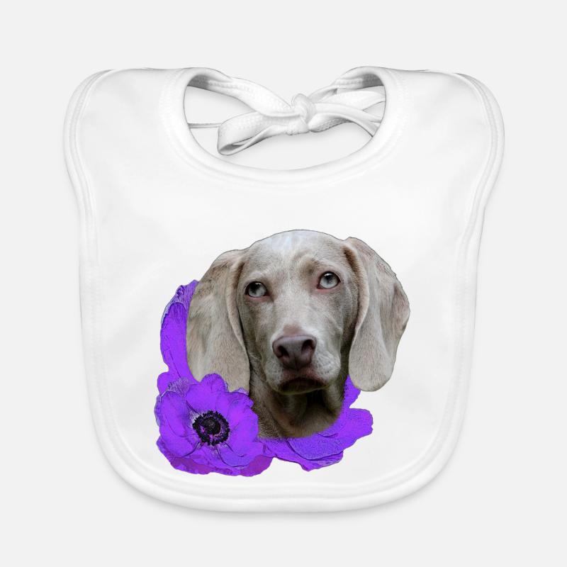 Anemonen mit Weimaraner, jagdhund Liebhaber - Baby Bio-Lätzchen - Weiß