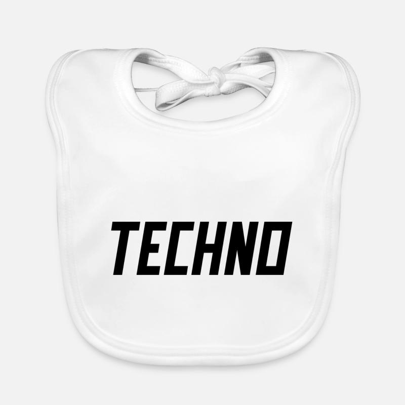 TECHNO Party Rave Techno 90s 90er - Baby Bio-Lätzchen - Weiß