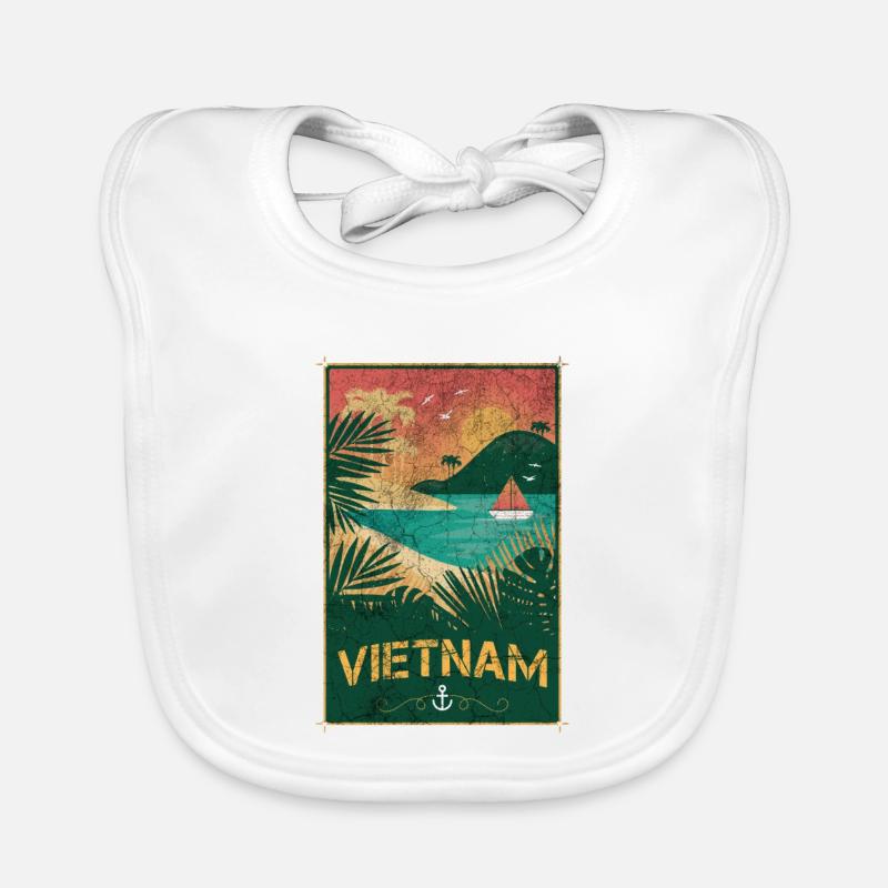 Conception de plage vintage Vietnam - Bavoir bio Bébé - blanc