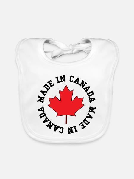 Made in Canada – Maple Leaf Statement - Organic Baby Bibs - white - Front