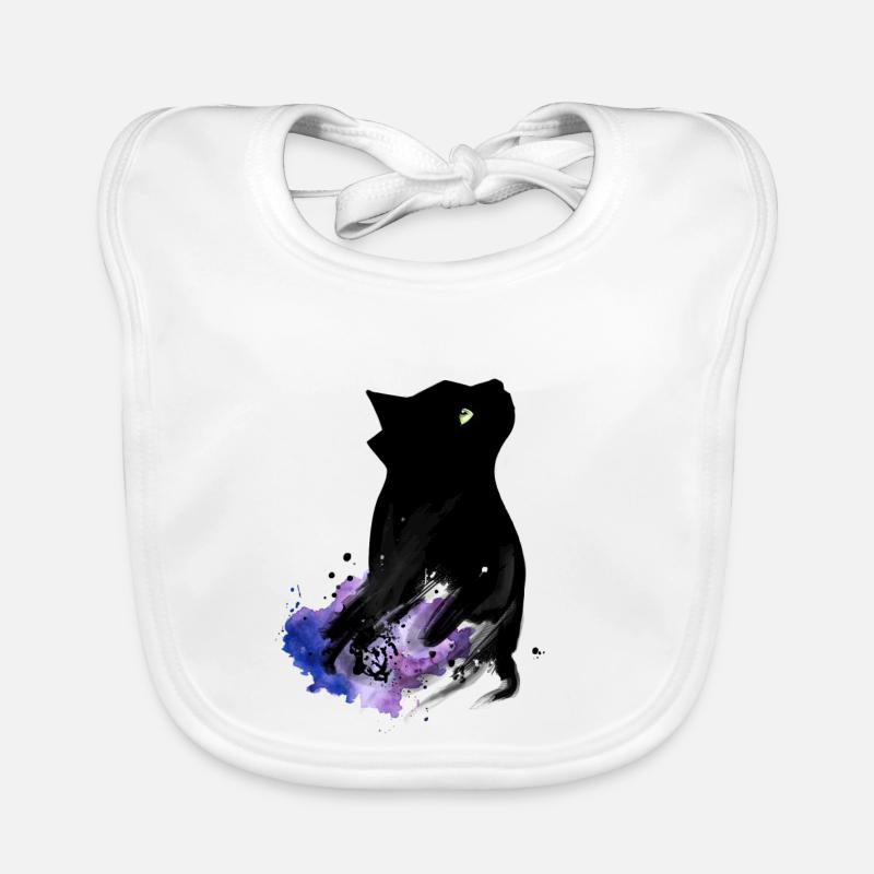 Black Cat - Bavoir bio Bébé - blanc