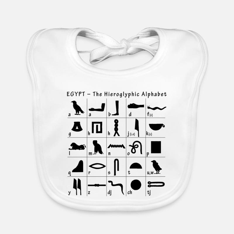 Alphabet hiéroglyphique - Bavoir bio Bébé - blanc