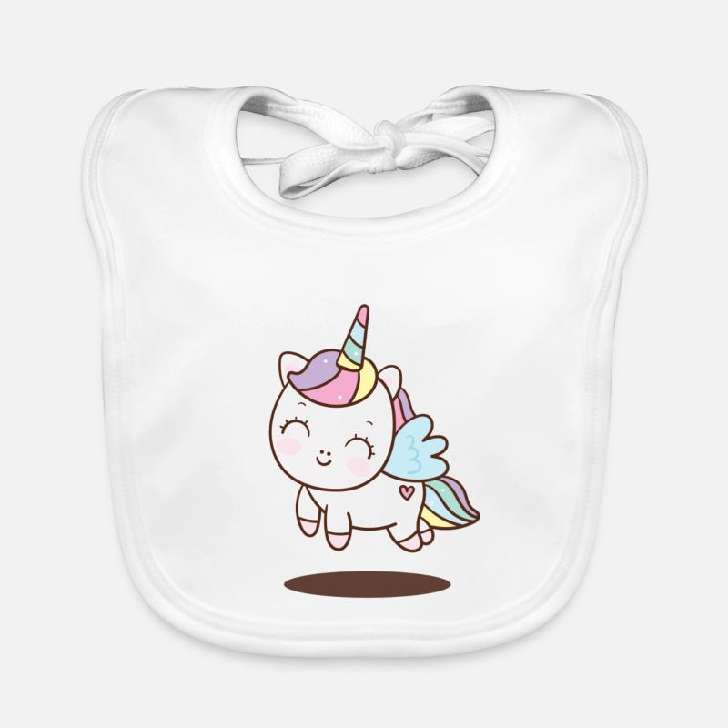 Licorne avec des ailes et une corne colorée Bavoir bio Bébé