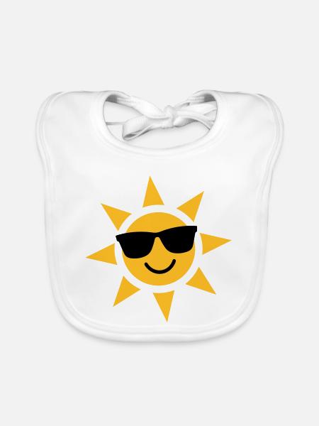 Sunny Sunglasses Sunburst - Organic Baby Bibs - white - Front