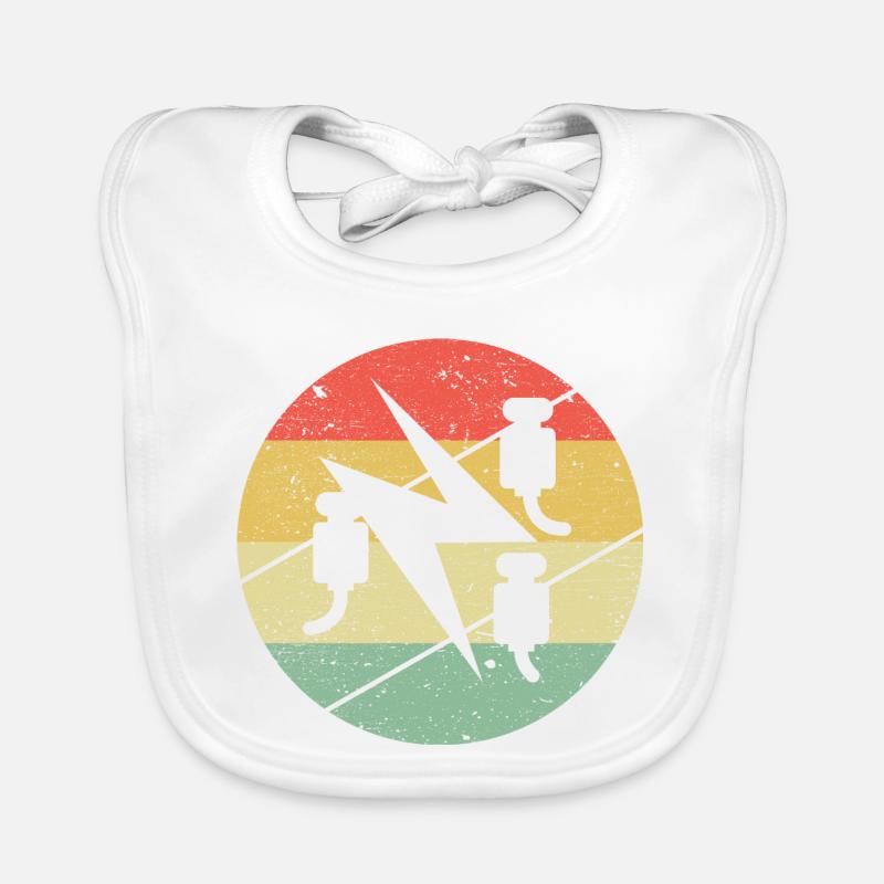 Symbole de guilde d'électricien sur les couleurs rétro vintage Bavoir bio Bébé