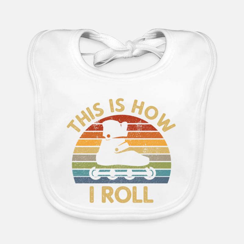 Retro How I Roll Inline Skating Skater Geschenk - Baby Bio-Lätzchen - Weiß