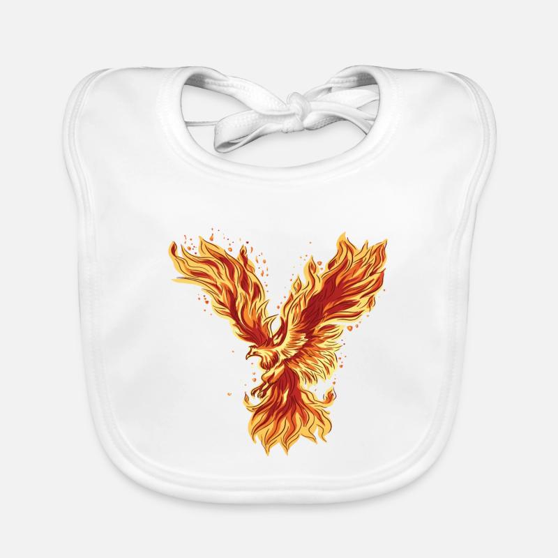 Phénix ardent Mythos Design - Bavoir bio Bébé - blanc