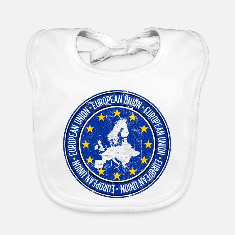EU Map Circle Stars Emblem Organic Baby Bibs