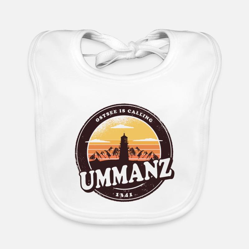 Ummanz Ostsee Leuchtturm Design / Geschenkidee Baby Bio-Lätzchen