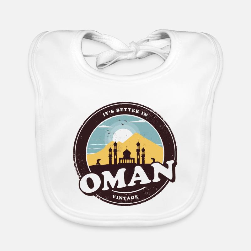 Oman Vintage Mosque Design Organic Baby Bibs
