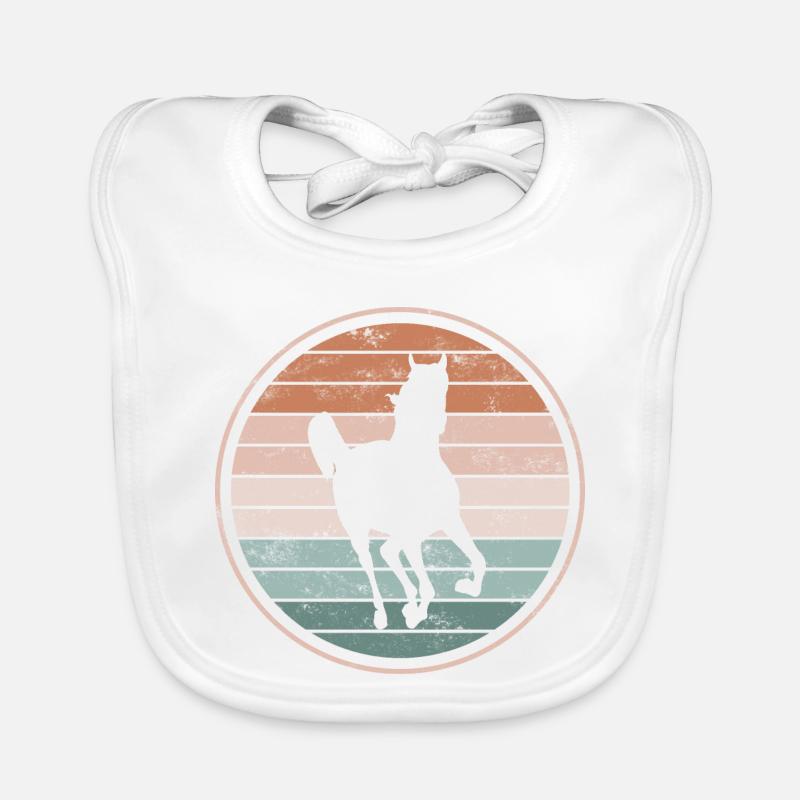 Cheval chevaux - Bavoir bio Bébé - blanc
