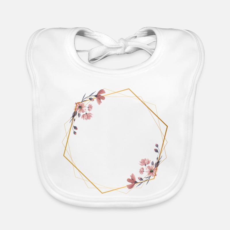 Élégance géométrique avec des fleurs roses Bavoir bio Bébé