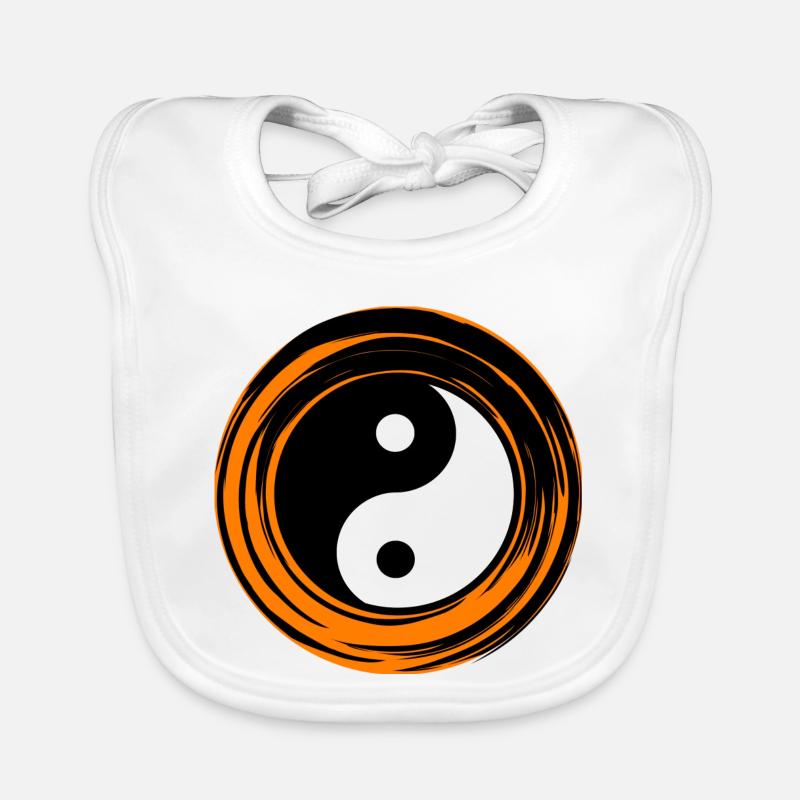 Yin-Yang orange - Baby Bio-Lätzchen - Weiß