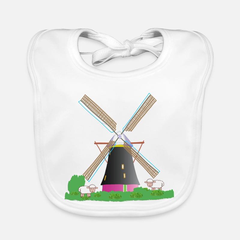 Windmill with sheep Organic Baby Bibs