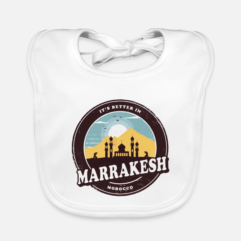 Marrakech Morocco Vintage Mosque Design Organic Baby Bibs