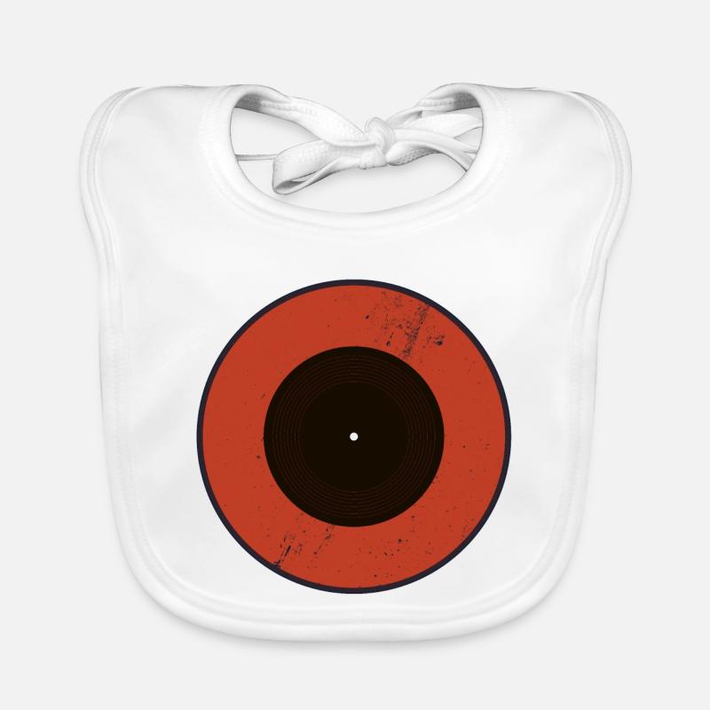 Red vinyl ring with grunge grooves Organic Baby Bibs
