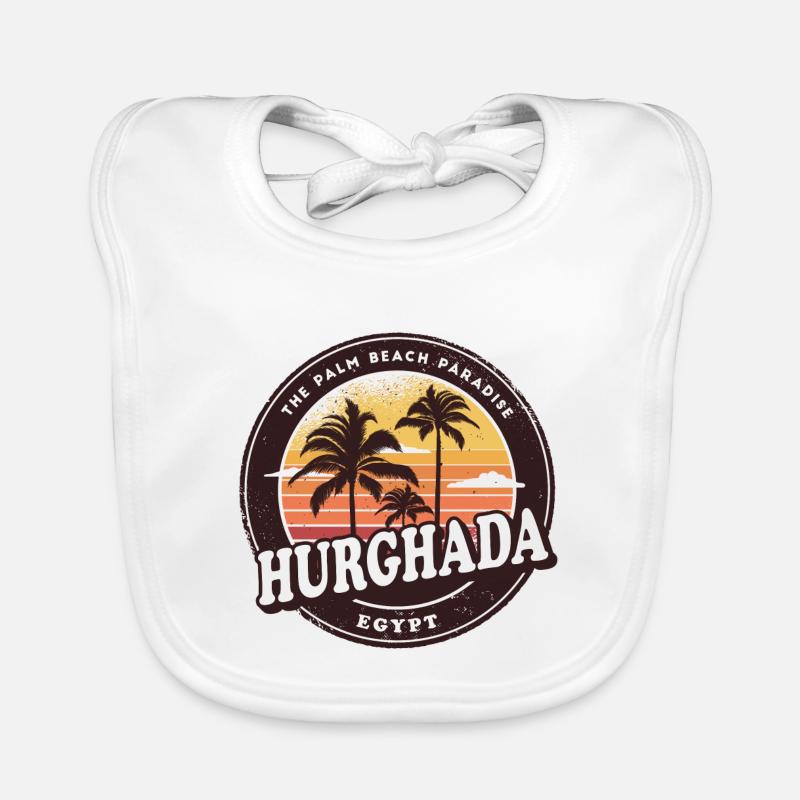 Design de plage vintage Hurghada Egypt - Bavoir bio Bébé - blanc