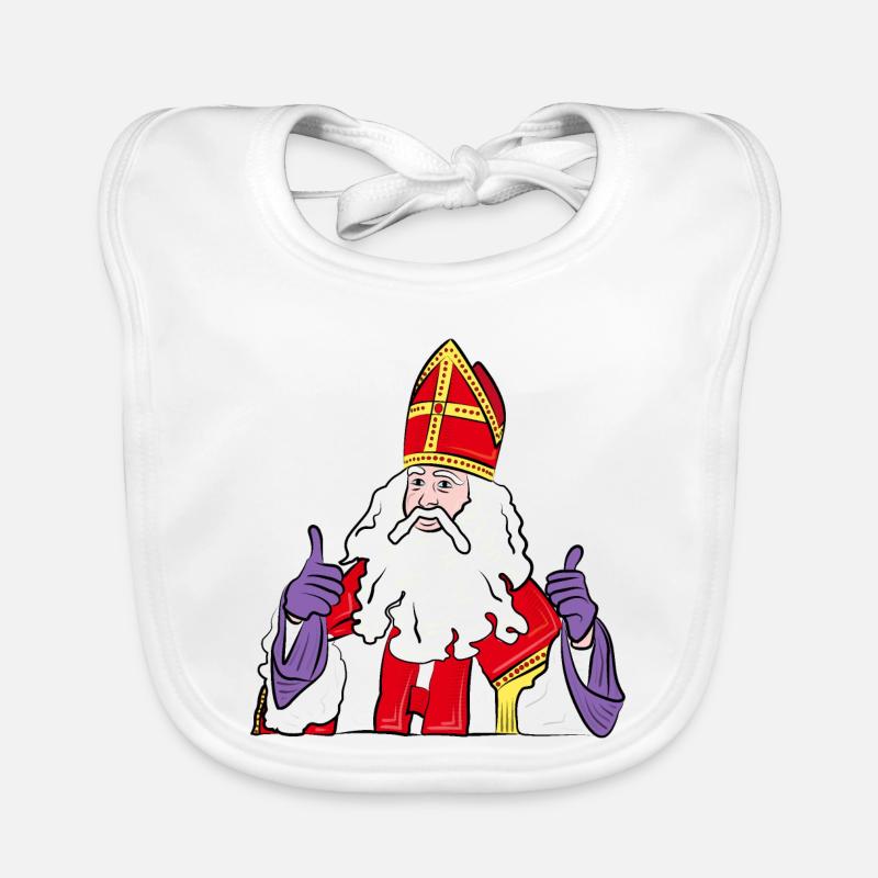 Sinterklaas pouce vers le haut zwartepiet - Bavoir bio Bébé - blanc