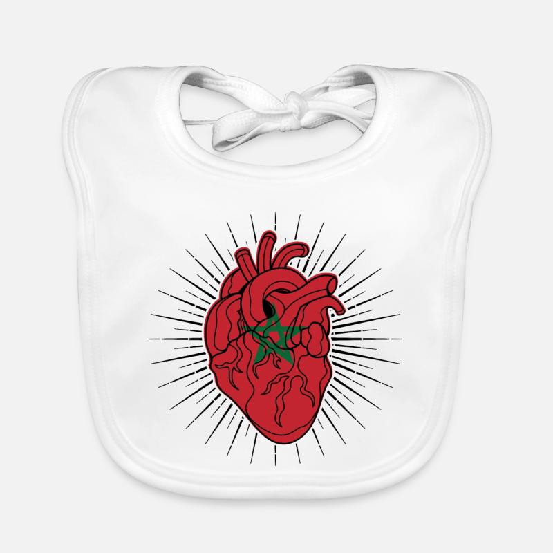 Cœur drapeau du Maroc Bavoir bio Bébé