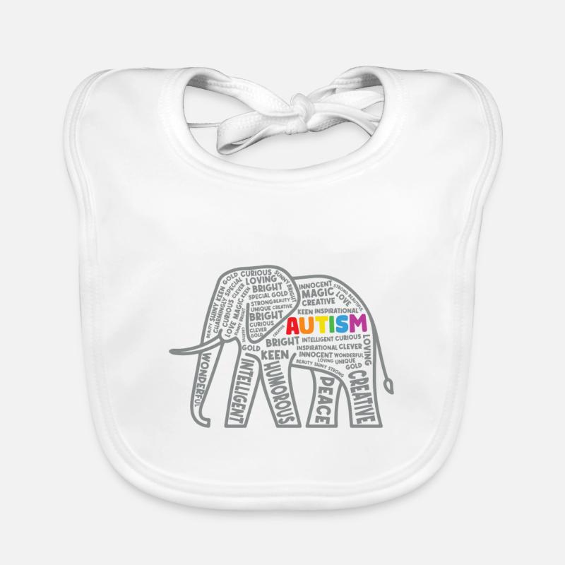 Sensibilisation à l’autisme Typographie des éléphants Bavoir bio Bébé
