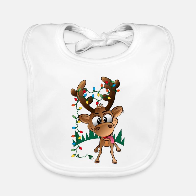 Weihnachtsrentier Rudolph mit LED-Leuchten Baby Bio-Lätzchen