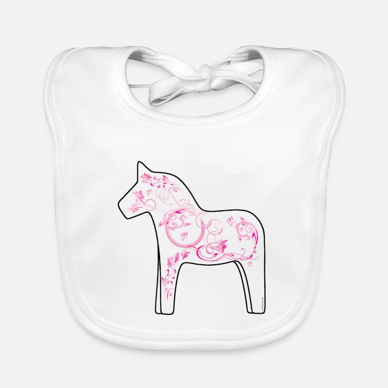 Dala Pferd Pink - Baby Bio-Lätzchen - Weiß