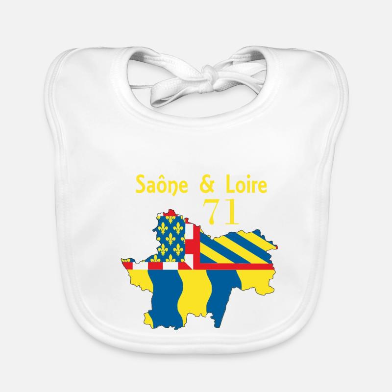 Saône et Loire - Bavoir bio Bébé - blanc