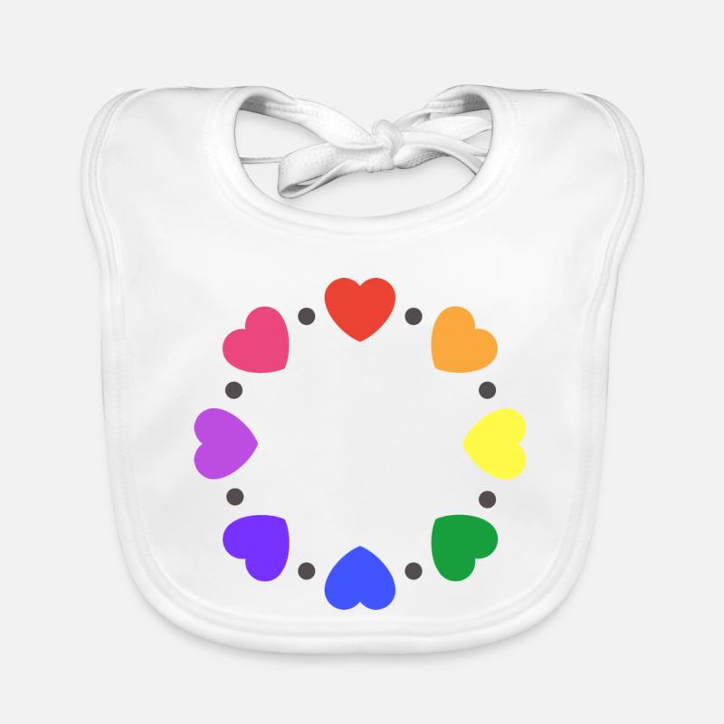 Cœurs arc-en-ciel Bavoir bio Bébé